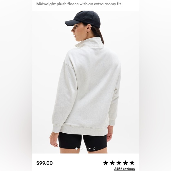 Like New Athleta Forever Fleece Green Oversized 1/4 Zip Sweatshirt - Picture 5 of 5